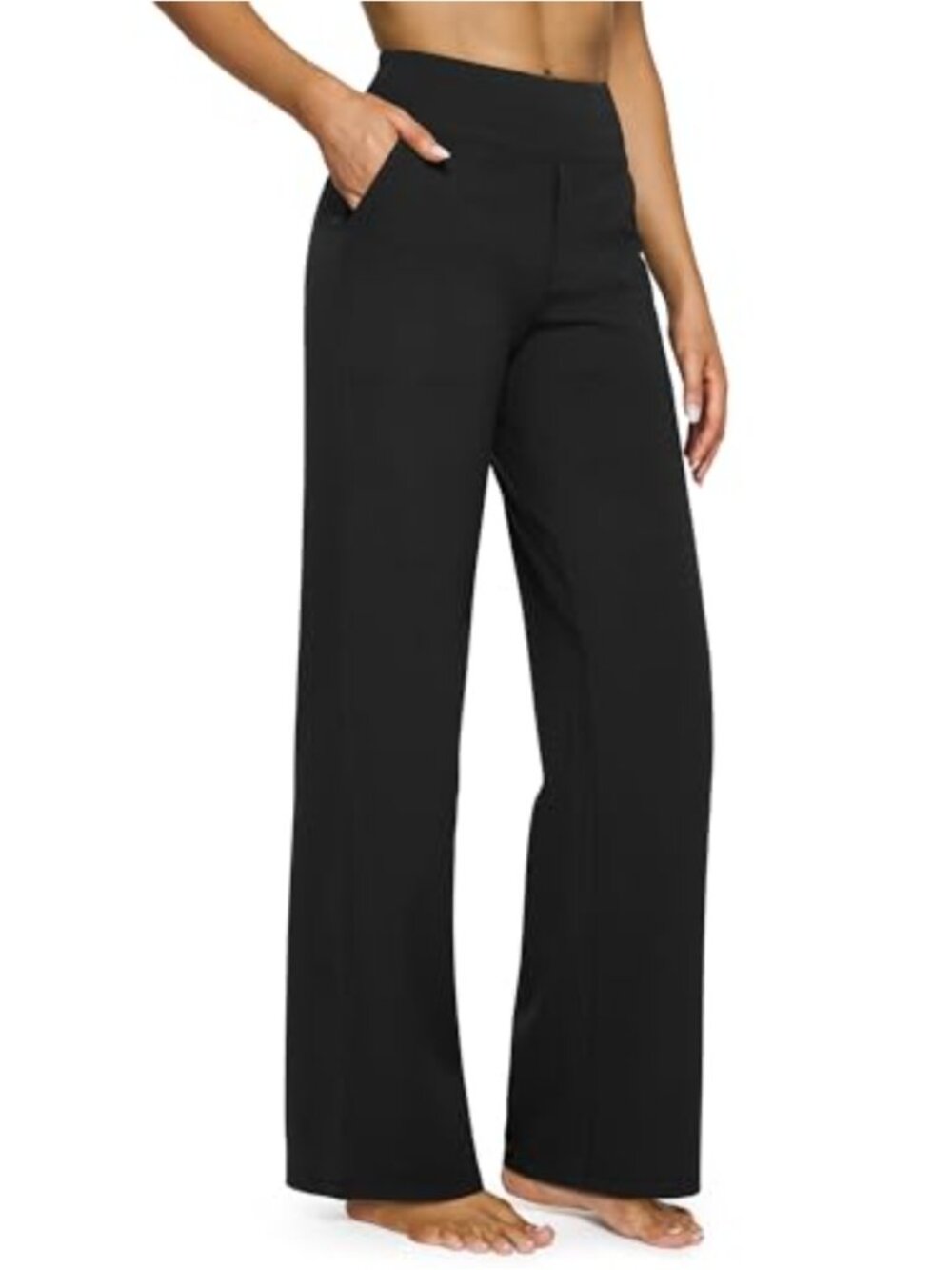 Wide Leg Yoga Dress Pants Women High Waist with Pockets Moisture Wicking